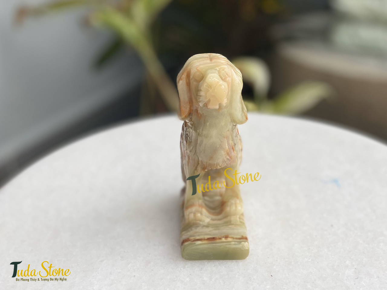 Tượng 12 con giáp - Tượng con chó bằng đá Ngọc Xanh Pakistan