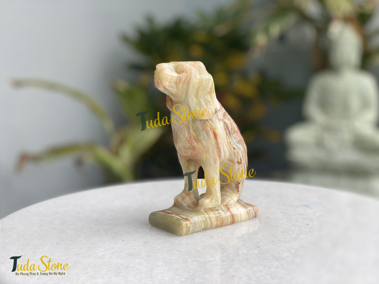 Tượng 12 con giáp - Tượng con chó bằng đá Ngọc Xanh Pakistan