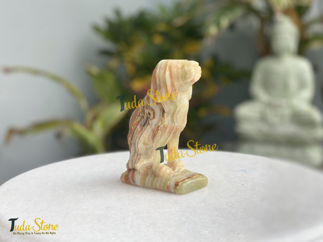 Tượng 12 con giáp - Tượng con chó bằng đá Ngọc Xanh Pakistan
