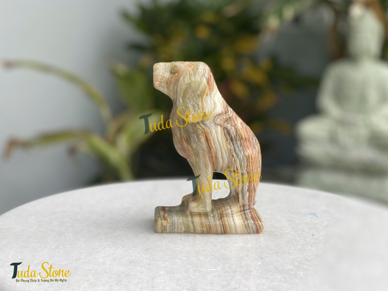 Tượng 12 con giáp - Tượng con chó bằng đá Ngọc Xanh Pakistan