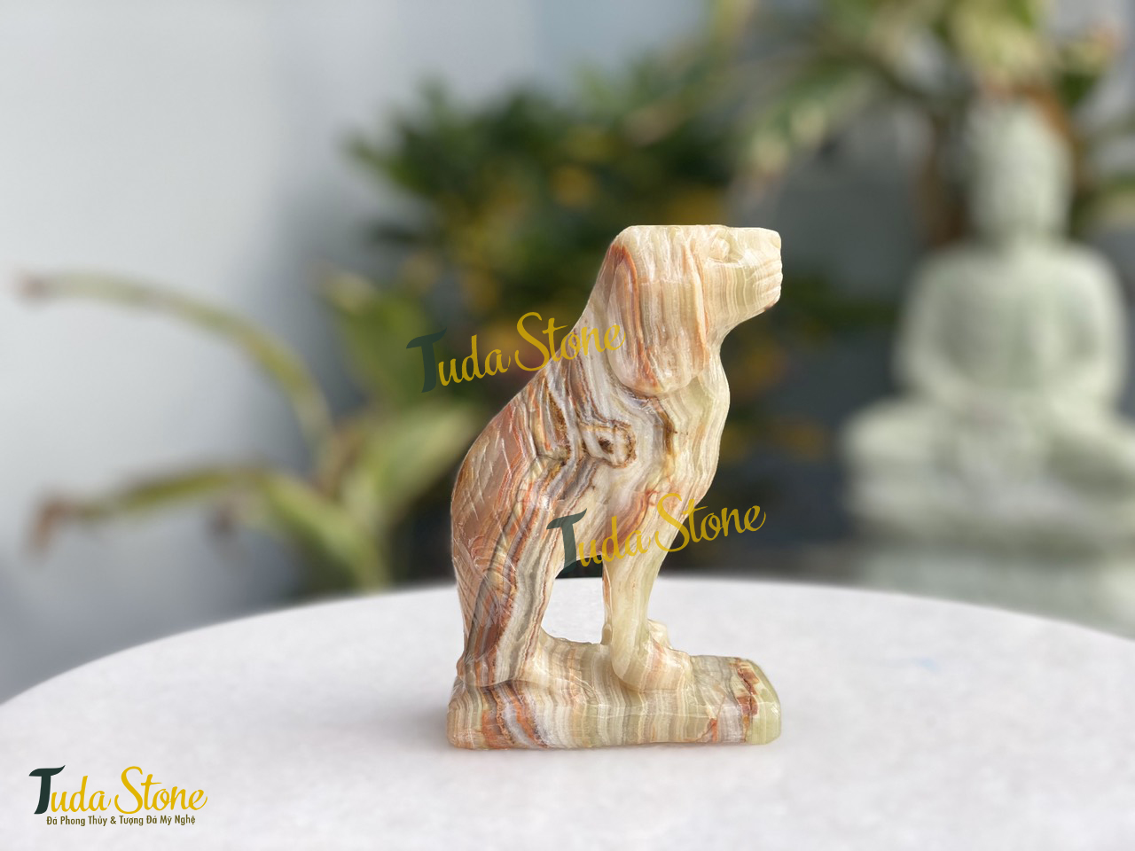 Tượng 12 con giáp - Tượng con chó bằng đá Ngọc Xanh Pakistan