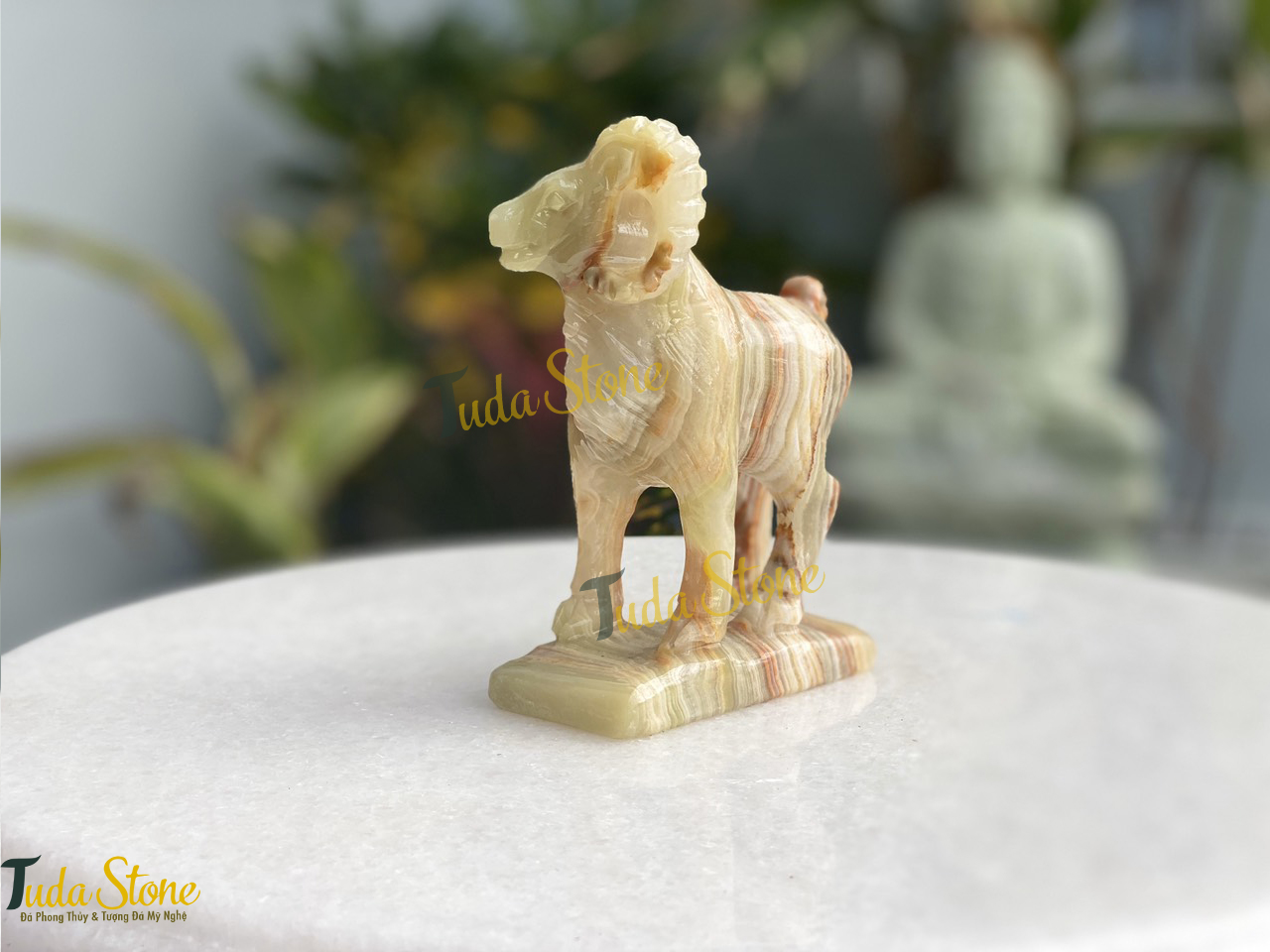 Tượng 12 con giáp - Tượng con dê bằng đá Ngọc Xanh Pakistan