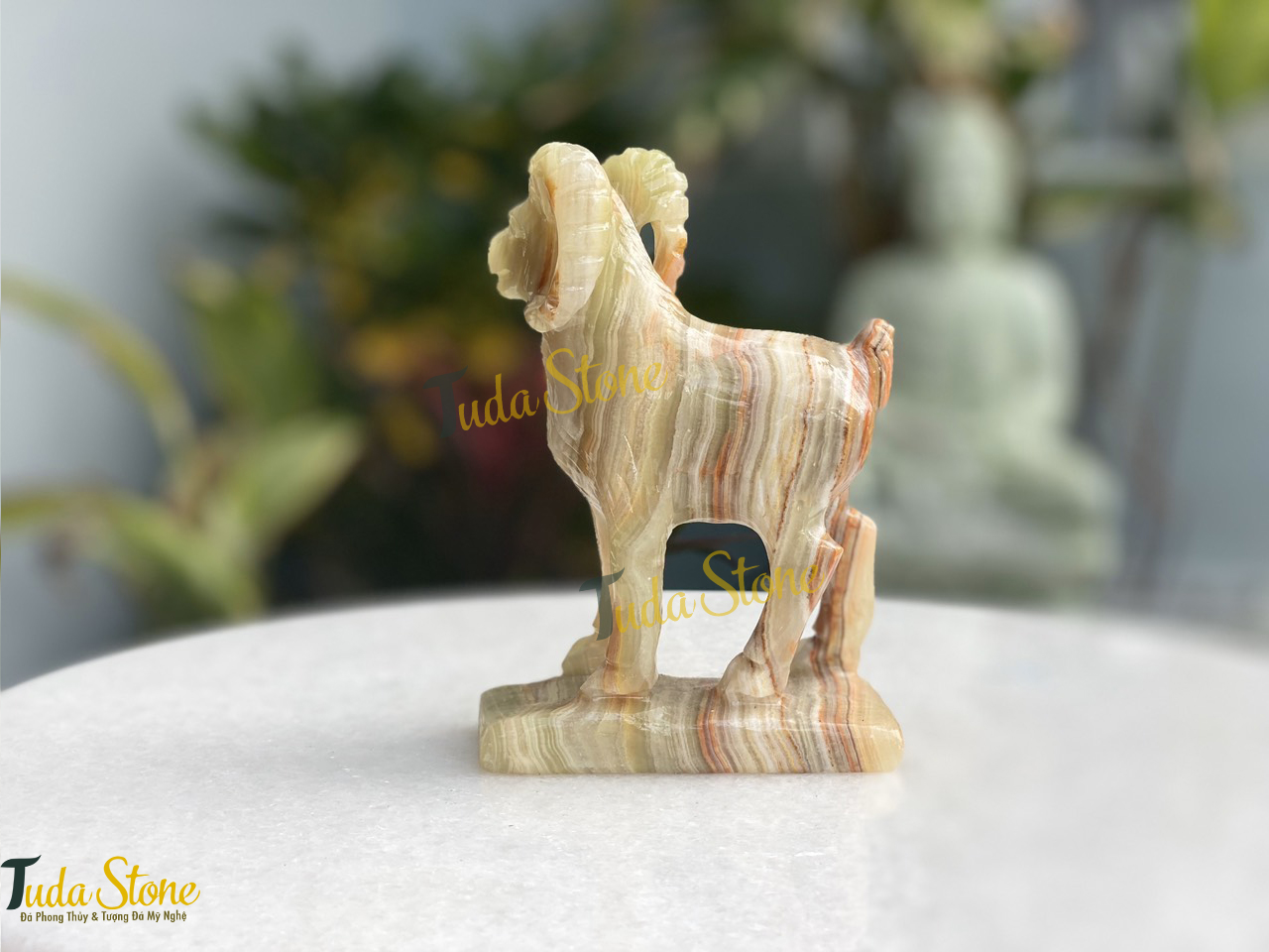 Tượng 12 con giáp - Tượng con dê bằng đá Ngọc Xanh Pakistan