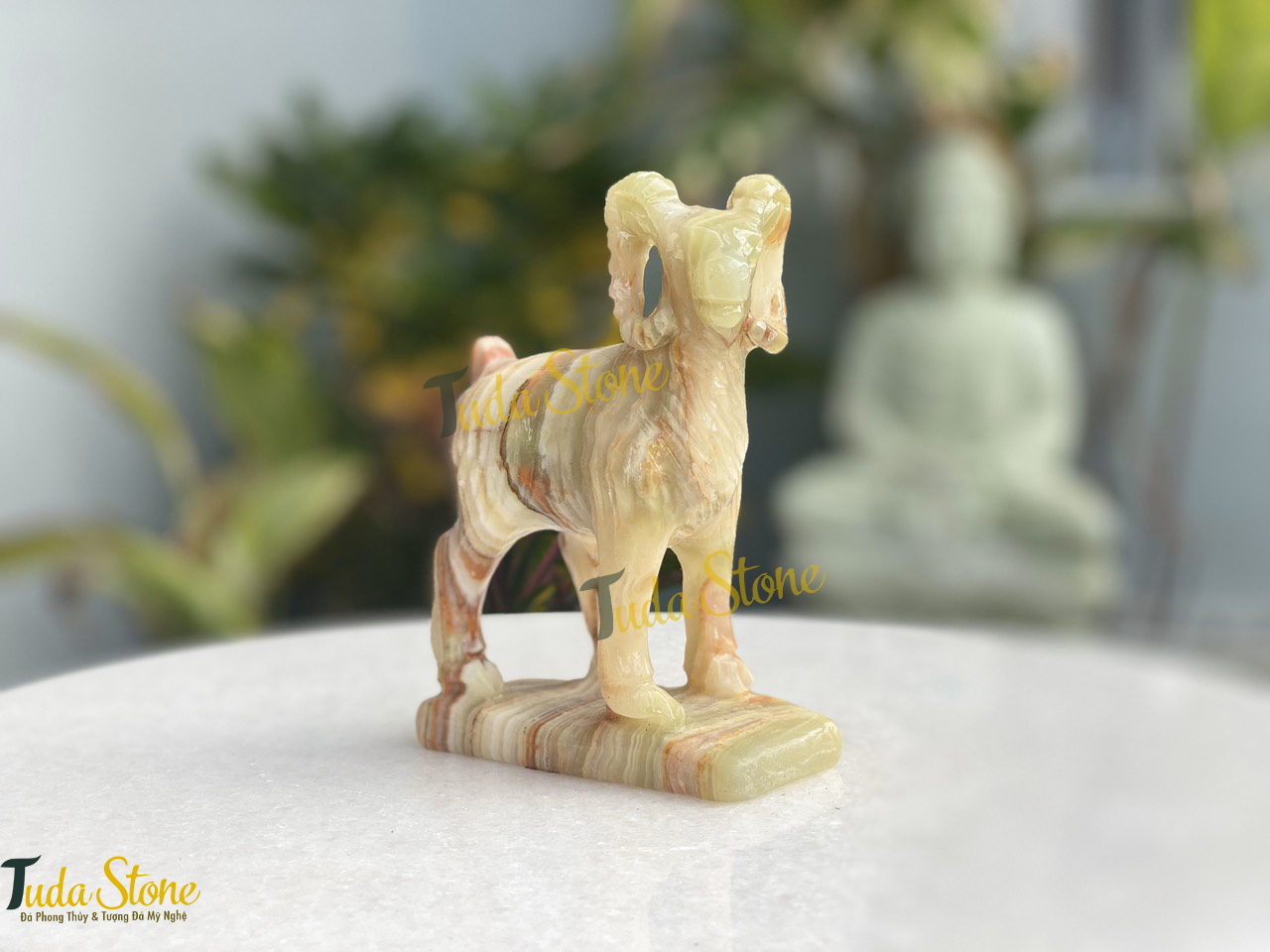 Tượng 12 con giáp - Tượng con dê bằng đá Ngọc Xanh Pakistan