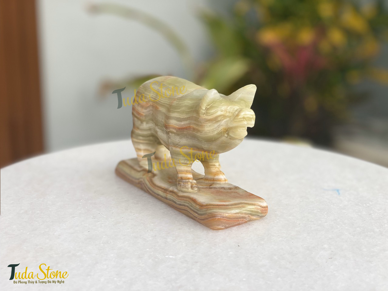 Tượng 12 con giáp - Tượng con heo bằng đá Ngọc Xanh Pakistan