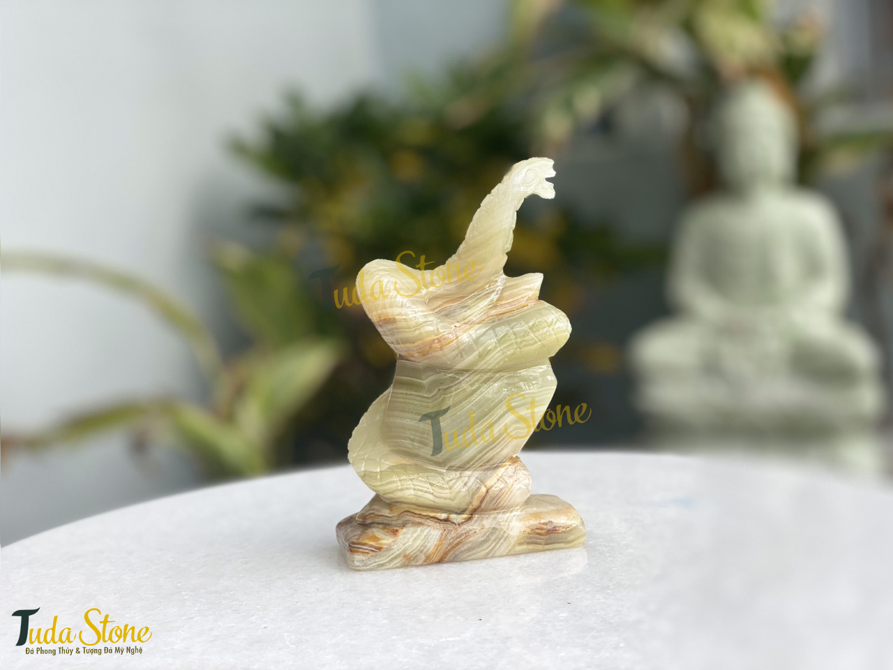 Tượng 12 con giáp - Tượng con rắn bằng đá Ngọc Xanh Pakistan