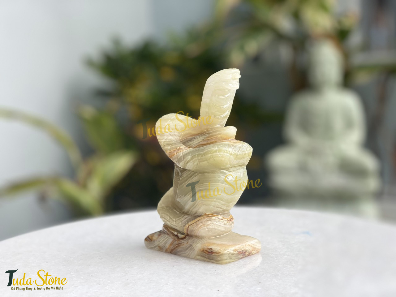 Tượng 12 con giáp - Tượng con rắn bằng đá Ngọc Xanh Pakistan