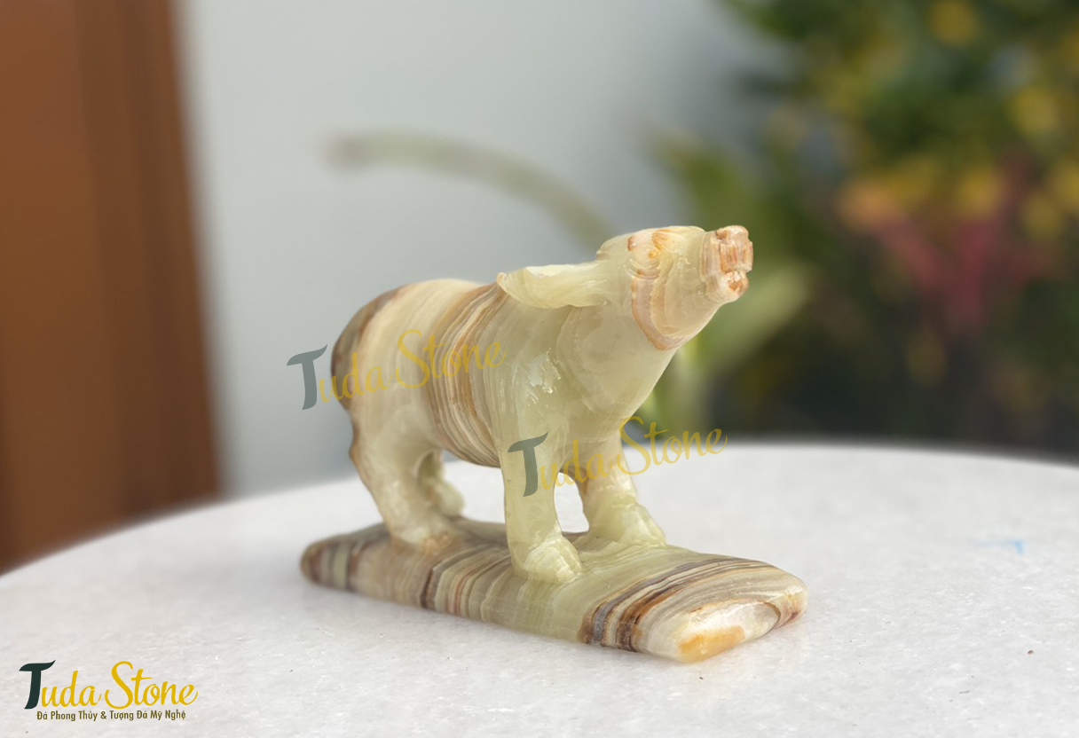 Tượng 12 con giáp - Tượng con trâu bằng đá Ngọc Xanh Pakistan 