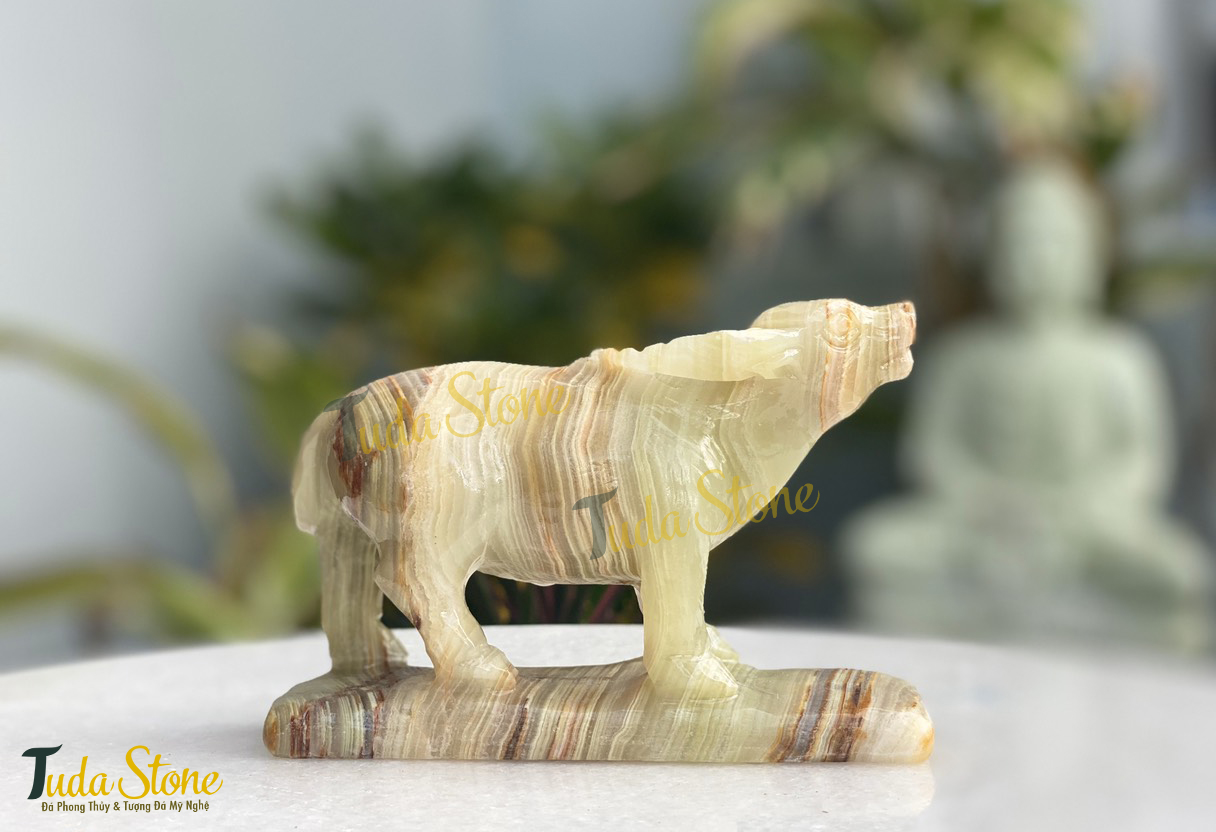 Tượng 12 con giáp - Tượng con trâu bằng đá Ngọc Xanh Pakistan 