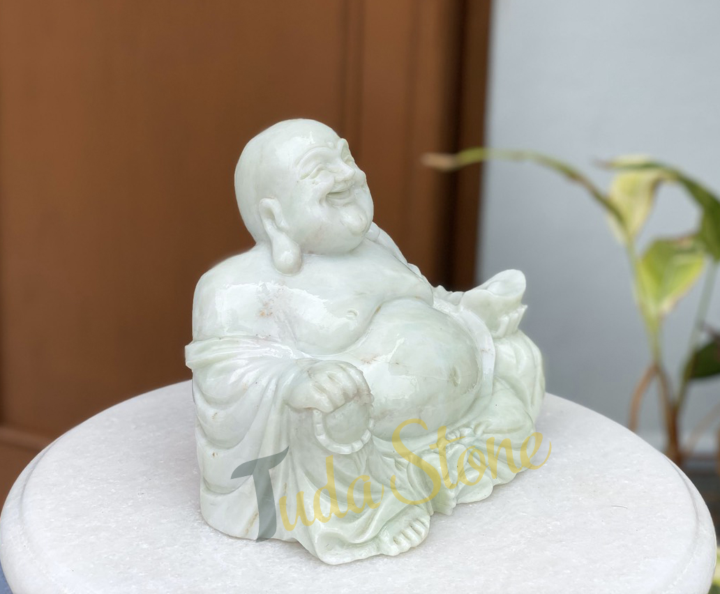 Tượng Phật Di Lặc ngồi bằng Đá Cẩm Thạch Xanh 