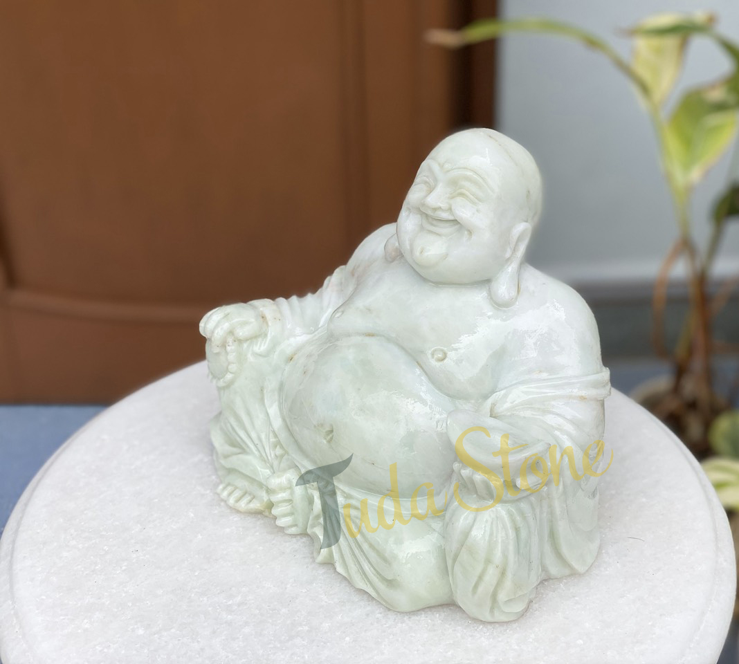 Tượng Phật Di Lặc ngồi bằng Đá Cẩm Thạch Xanh 