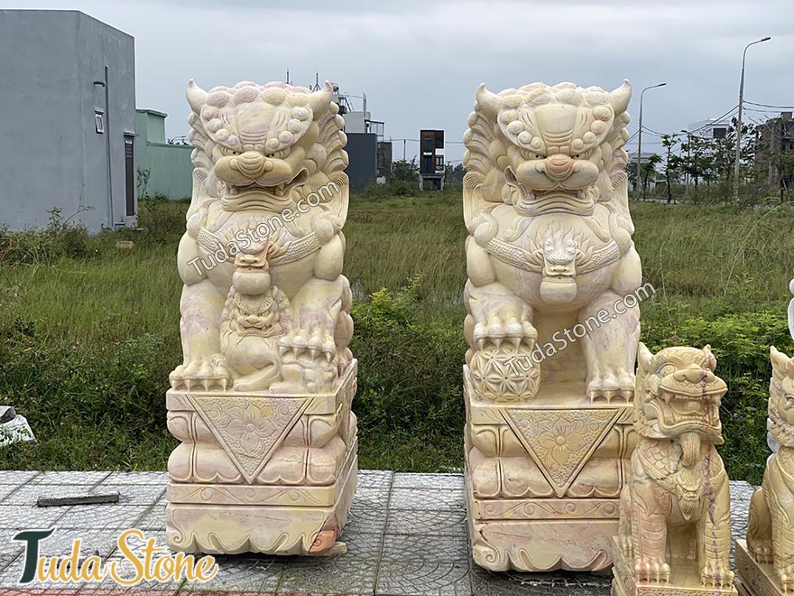 Tượng Kỳ Lân đá cẩm thạch cà rốt tự nhiên (KL-20)