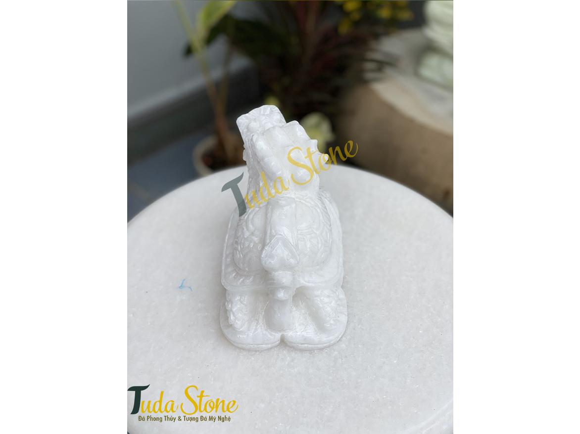 Tượng Long Quy bằng Đá Cẩm Thạch Trắng