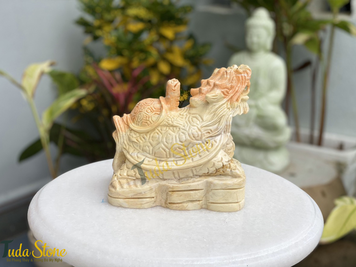 Tượng Long Quy bằng Đá Cà Rốt Vàng