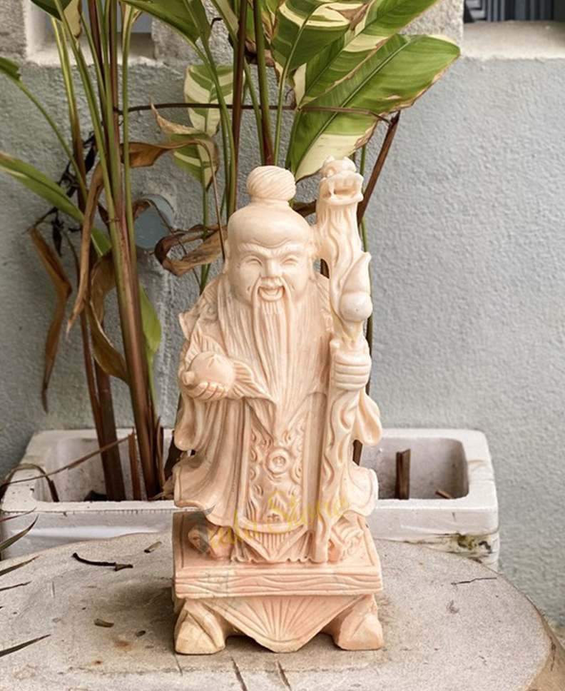 Tượng Phúc Lộc Thọ bằng Đá Cà Rốt nhạt