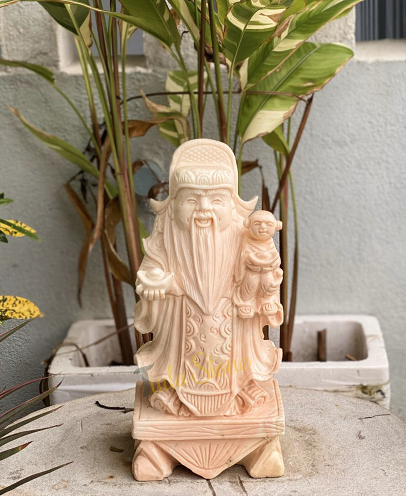 Tượng Phúc Lộc Thọ bằng Đá Cà Rốt nhạt