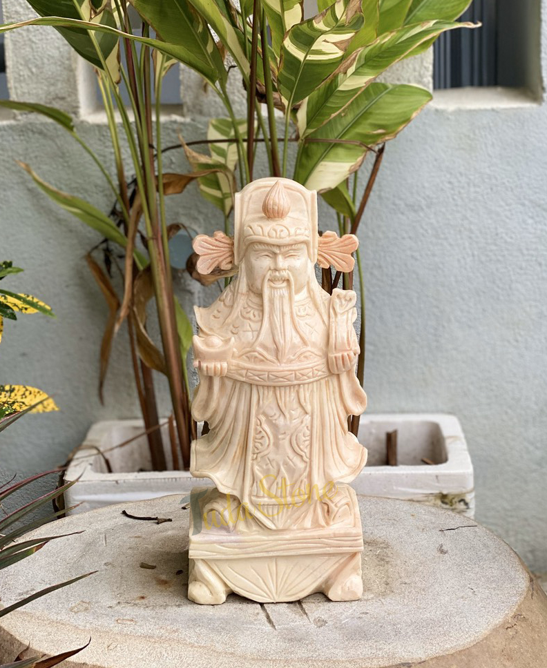 Tượng Phúc Lộc Thọ bằng Đá Cà Rốt nhạt