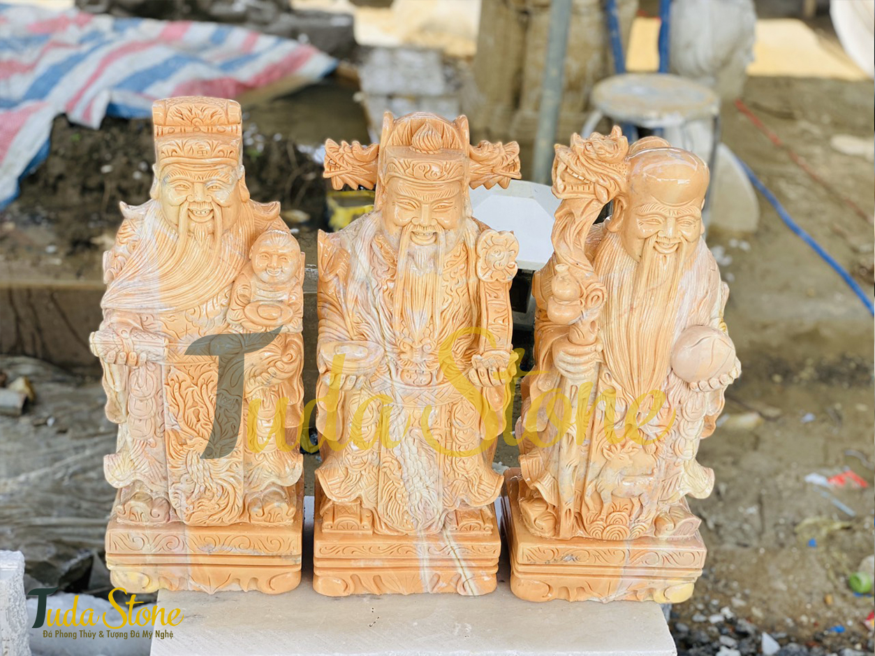 Tượng Phúc Lộc Thọ bằng Đá Cà Rốt Vàng (50)