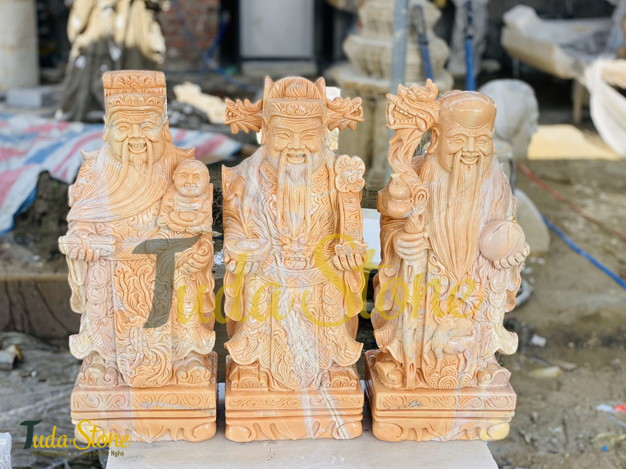 Tượng Phúc Lộc Thọ bằng Đá Cà Rốt Vàng (50)