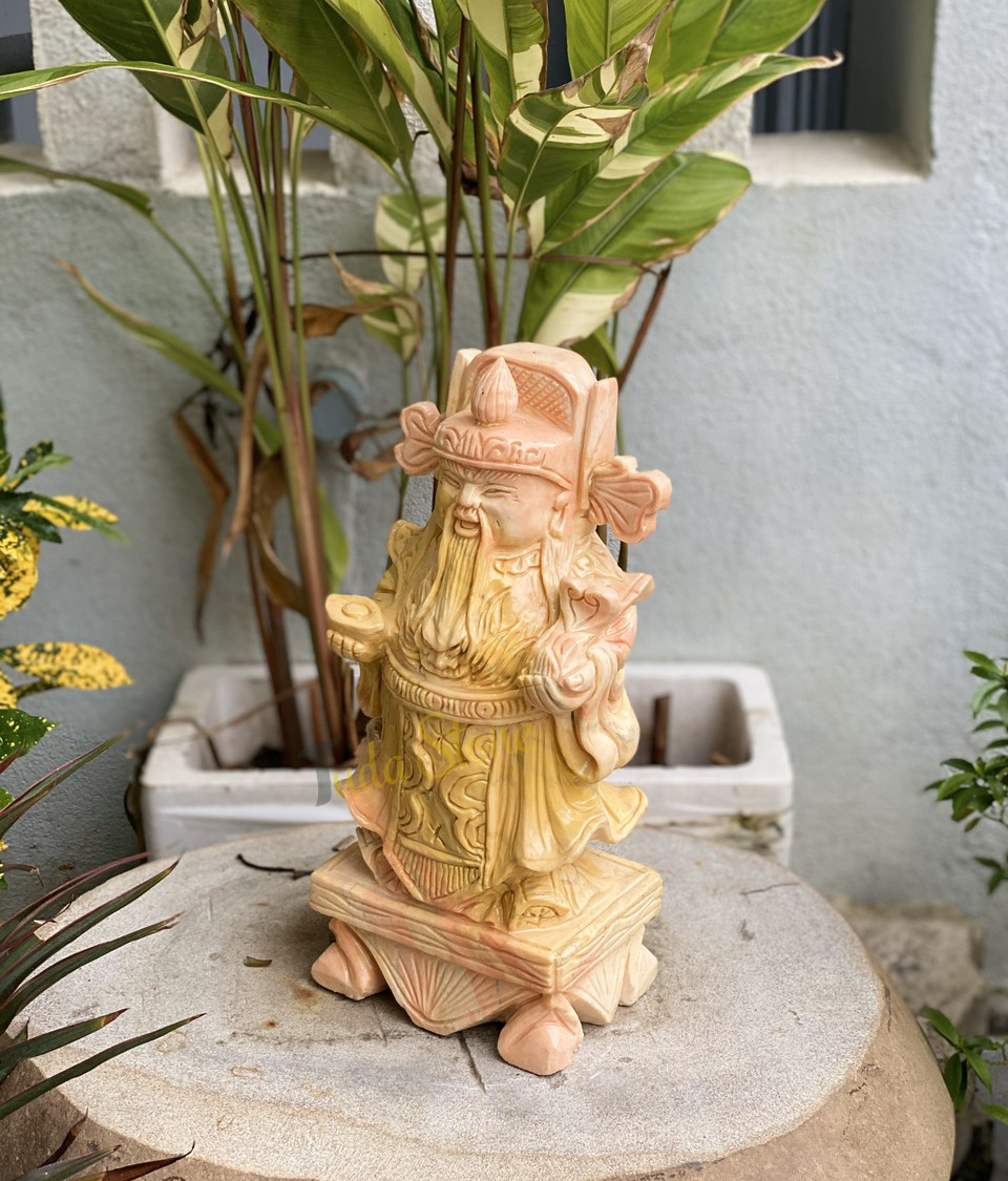 Tượng Phúc Lộc Thọ bằng Đá Cà Rốt đậm