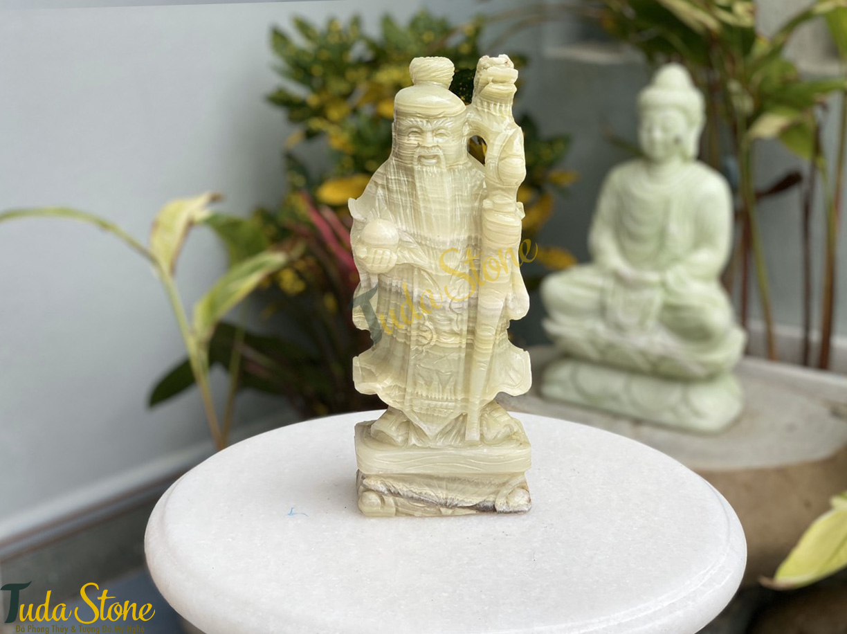 Tượng Phúc Lộc Thọ bằng Đá Ngọc Xanh Pakistan