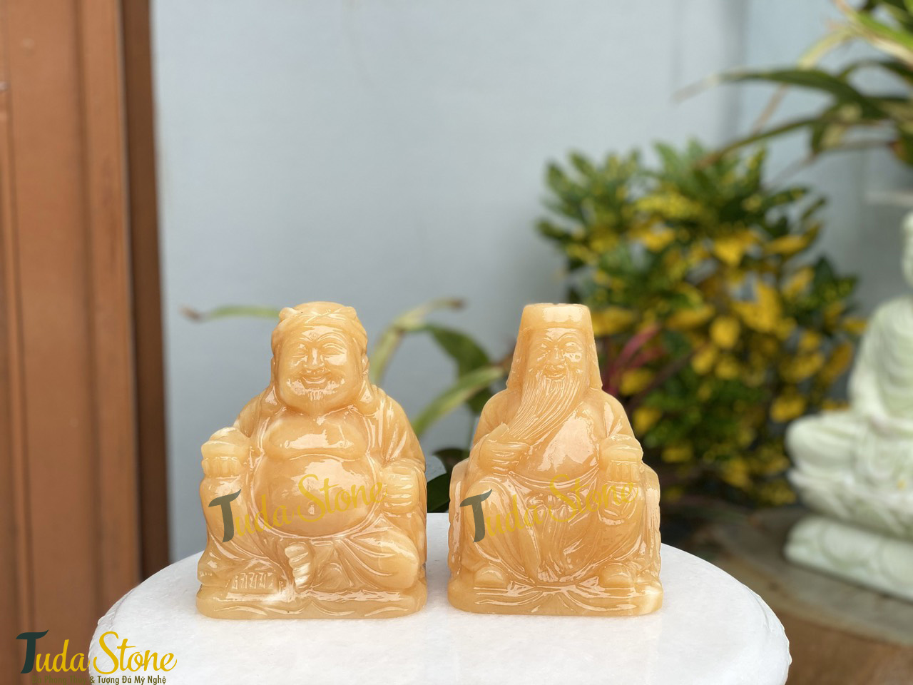 Tượng Thần Tài - Ông Địa bằng Đá Ngọc Hoàng Long