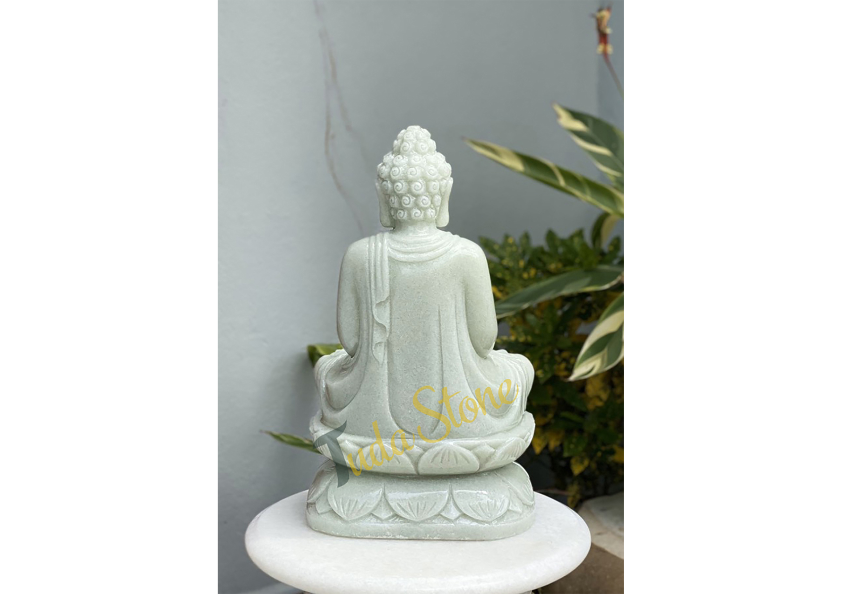 Tượng Phật Thích Ca ngồi thiền bằng Đá Cẩm Thạch Xanh nhạt  (TC-01)