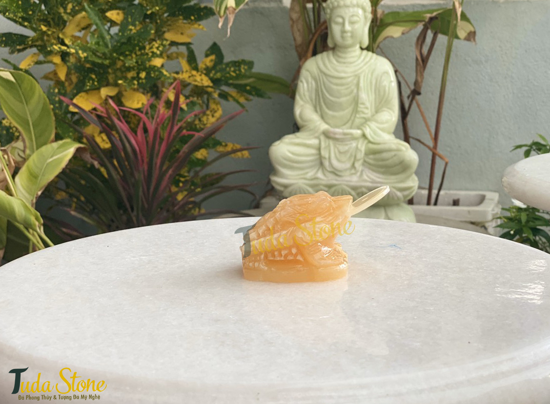 Tượng Thiềm Thừ mini bằng Đá Ngọc Hoàng Long 