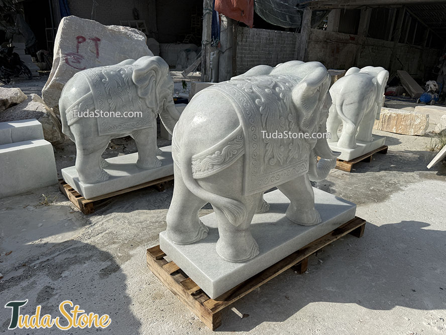 Tượng Voi đá tự nhiên nguyên khối 125cm