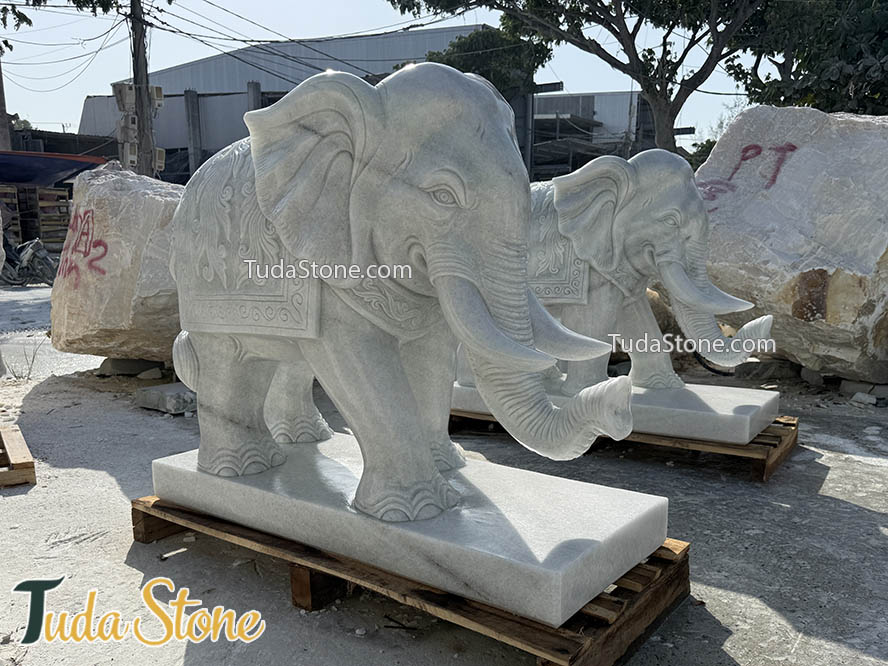 Tượng Voi đá tự nhiên nguyên khối 125cm