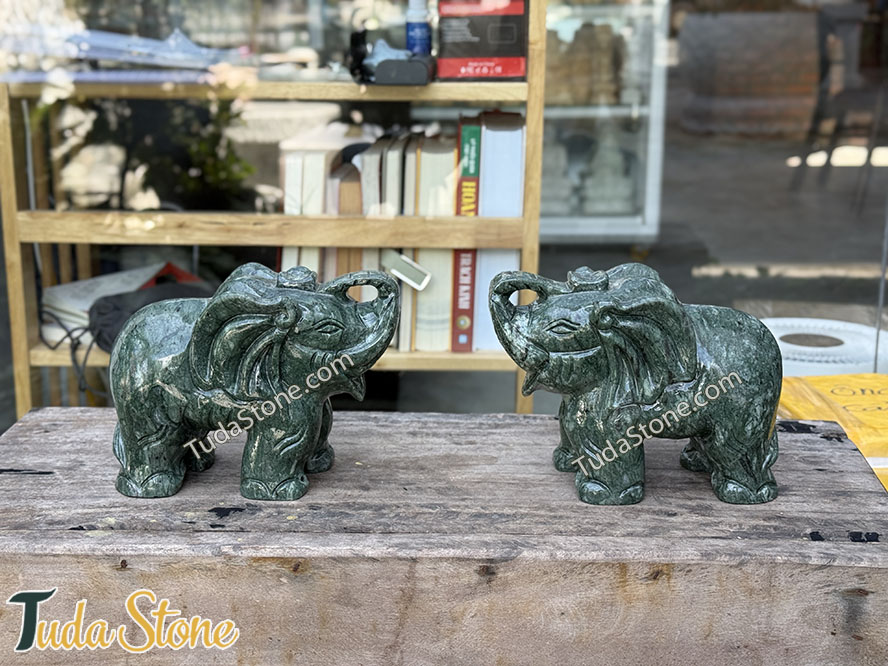 Tượng Voi đá xanh Ấn Độ - 20cm - VOI-9