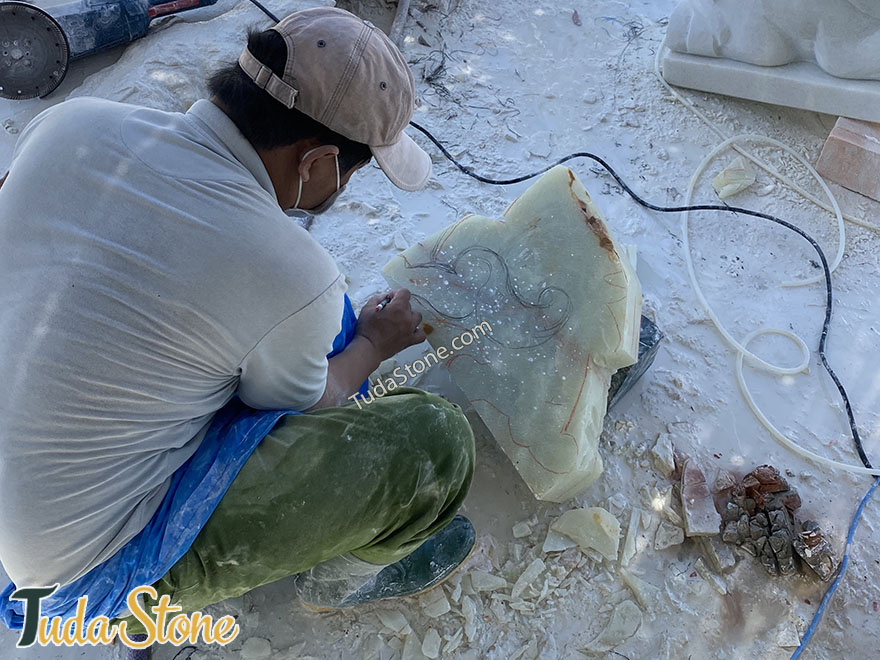 Tượng Tỳ Hưu đá ngọc xanh Pakistan tự nhiên