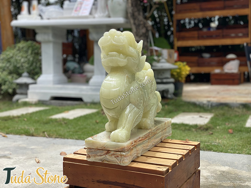 Tượng Tỳ Hưu đá ngọc xanh Pakistan tự nhiên