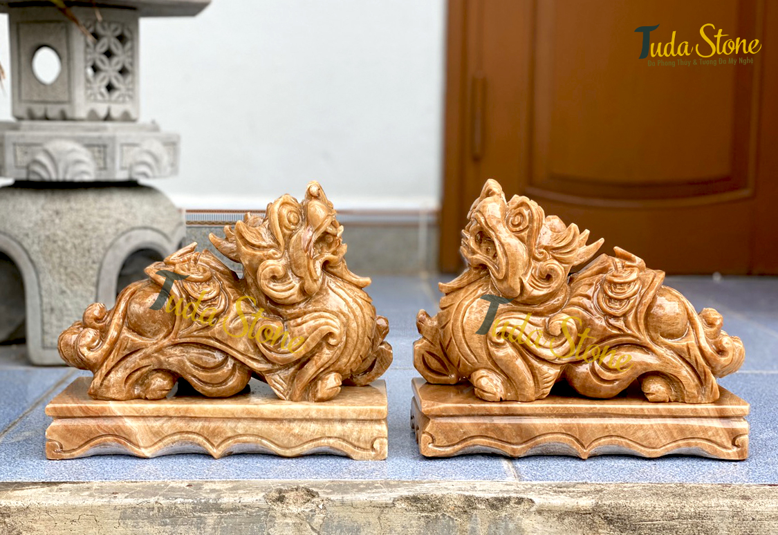 Tượng Tỳ Hưu bằng Đá Vân Gỗ (25)